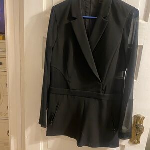BCBGMaxAzria Black Double-Breasted Blazer Romper